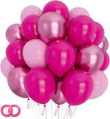 100Pcs Pink Balloons 12Inch Hot Pink Metallic Pink Balloon Light Pink