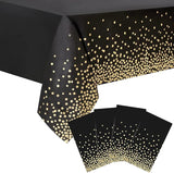 4 Packaging Black and Gold Plastic Tablecloth, 54 "x108 Rectangular