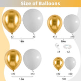 White and Gold Balloon Arch Garland Kit, Metallic Gold and Latex White