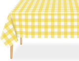QIKSION Yellow Gingham Tablecloth Disposable 3 Pack, 54 x 108 Inch