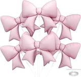 Biapian 6 Pcs Pink Bow Balloons, 38 Inch Giant Bow Foil Balloons,