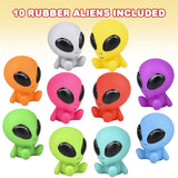 Rubber Galactic Aliens, Set of 10, Alien Toys for Kids