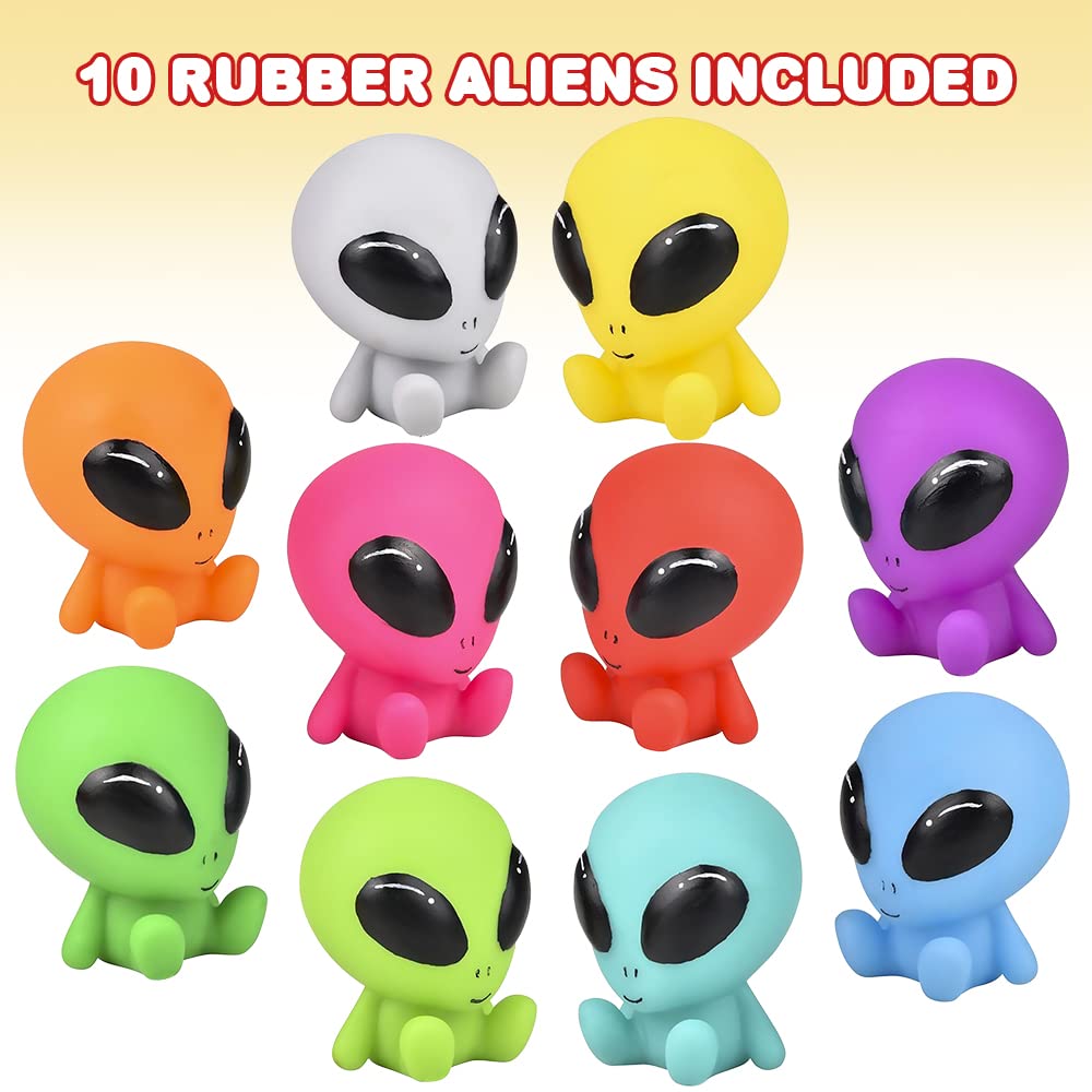 Rubber Galactic Aliens, Set of 10, Alien Toys for Kids