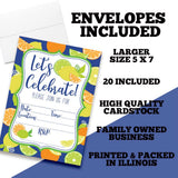 Amanda Creation Citrus Themed Summer Party Invitations, 20 5x7 Fill-In