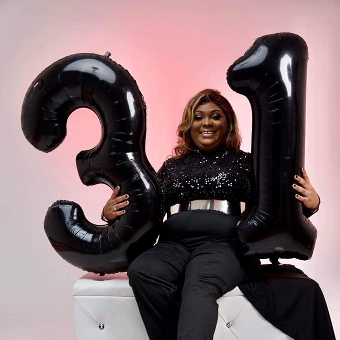 40 Inch Black Foil Balloon Number 1, Giant Self Inflating Number