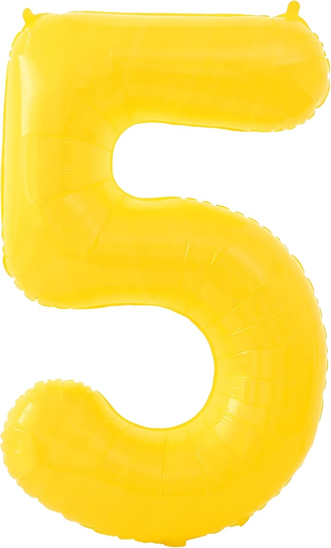 KatchOn, Yellow Number 5 Balloon - Giant, 40 Inch | Yellow 5 Balloon,