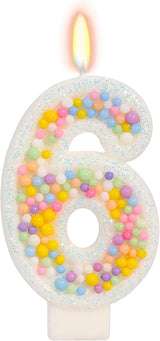 Number 6 Birthday Candle - Colorful Macaron Candles, 6 Candle