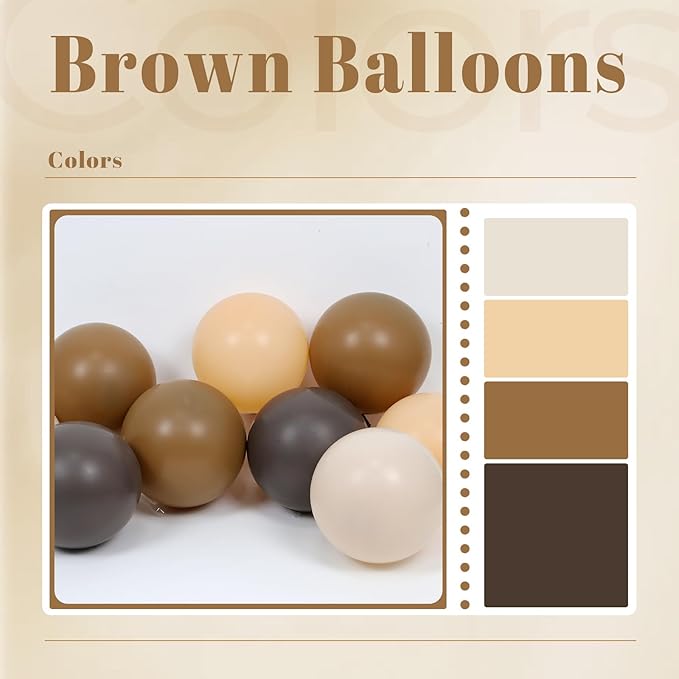 60pcs Brown Balloons 12inch with Dark Brown Coffee Nude Sand White