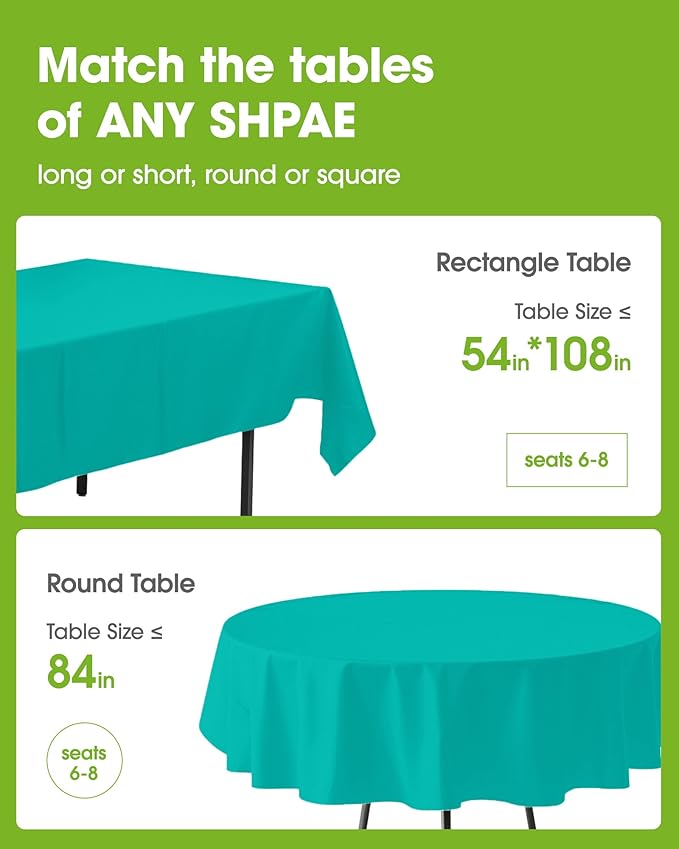 Pureegg Plastic Table Cloth Disposable 10 Pack, 54 x 108 Inch Table