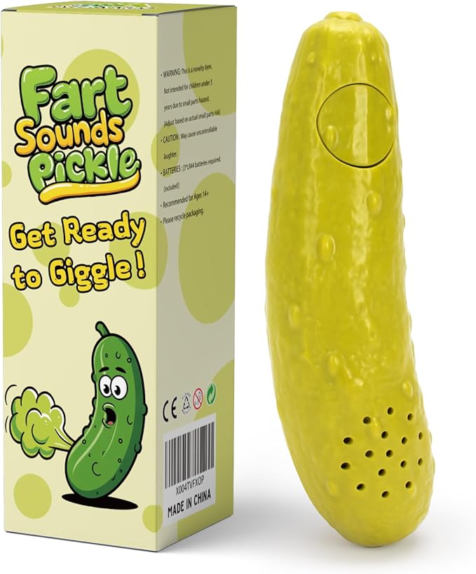 Fart Sounds Pickle - 30+ Unique Farts, Farting Cucumber Toy - Funny