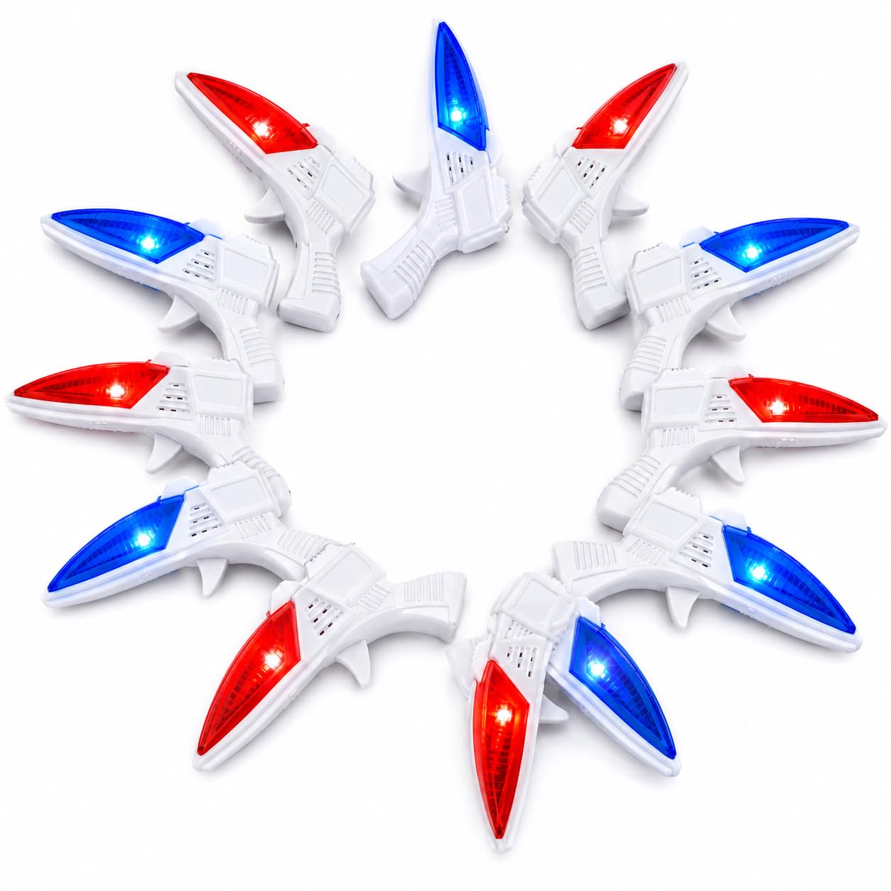 12 PK World's Smallest Space Guns - Mini Light Up Flashing Ray
