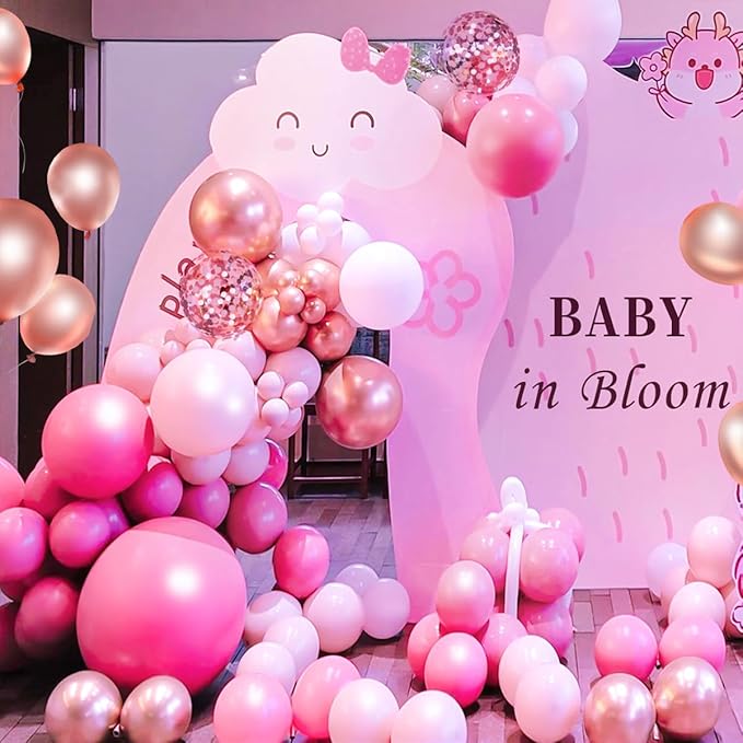 Pink and Rose Gold Balloon Garland Arch Kit 147Pcs Hot Pastel Pink
