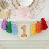 Handmade Rainbow 1st Birthday HighChair Banner Colorful