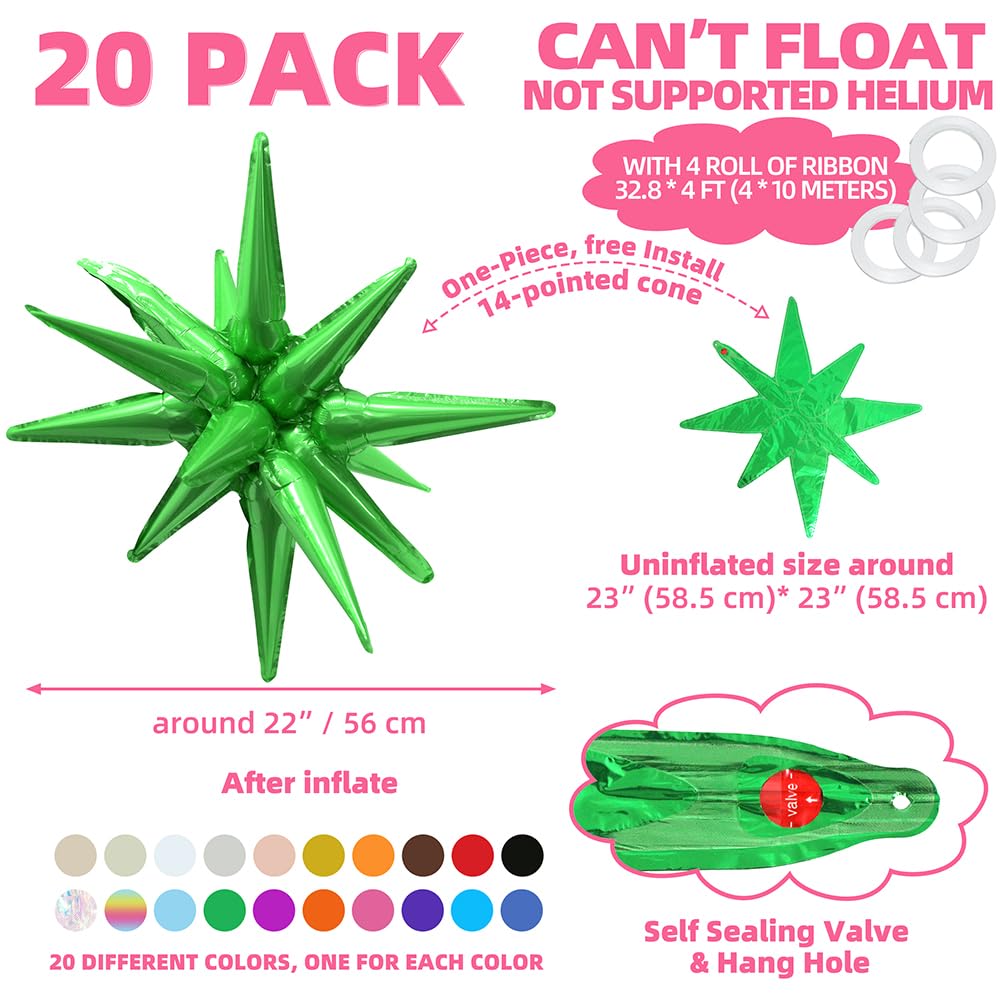 22''4D One-Piece 14-Pointed Star Explosion Balloon Spike Star