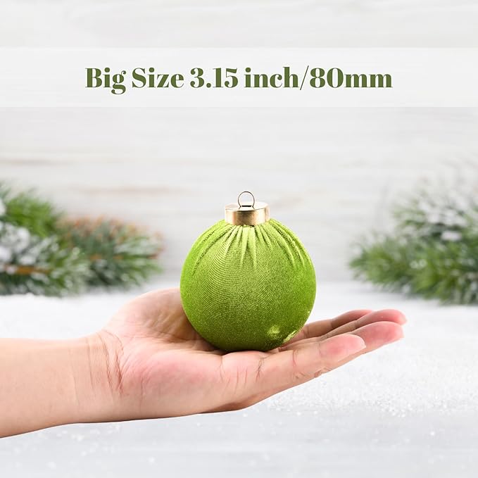 Velvet Ornaments for Christmas Tree Decorations - Lime Green Xmas