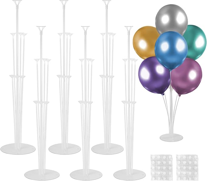 Voircoloria 6 Sets Balloon Stand Kits, Balloon Sticks with Base for Ta