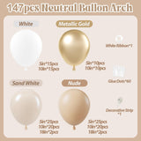 147pcs Neutral Balloon Arch Kit, Neutral Balloon Garland with Nude