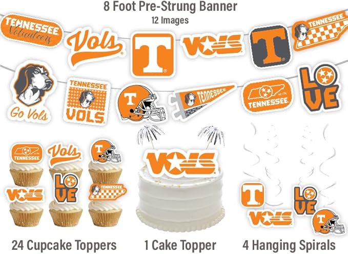 Tennessee Vols Party Supplies for Football, Birthday Gift, Graduation