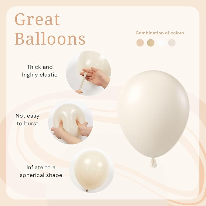 BAUANOOY Neutral Balloons, 60pcs 12 Inch Nude Balloon Beige Balloons