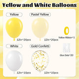 60pcs Yellow and White Balloons 12inch with Pastel Yellow White Gold