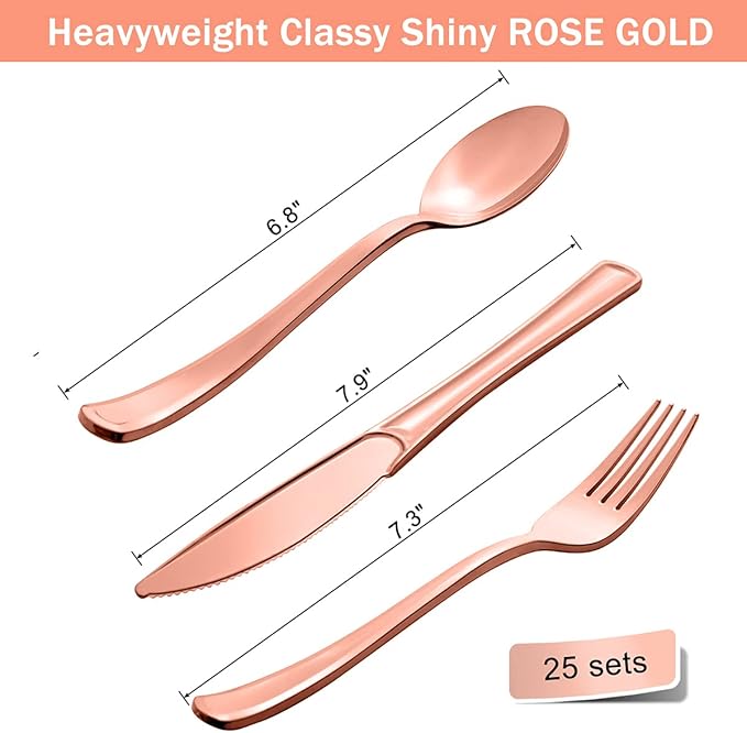 HOMIX 175 Pieces Rose Gold Party Supplies - Rose Gold Dot on White