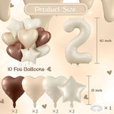 25th Birthday Balloons Set, Nude Brown Sand White Neutral Heart