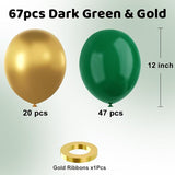 YMSZ Green and Gold Balloons, 67pcs 12 Inch Metallic Gold and Dark