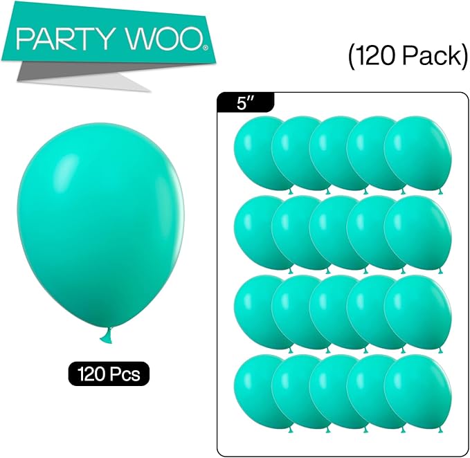 PartyWoo Teal Balloons 100pcs 5 Inch Turquoise Dark Teal Latex