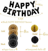 Black and Gold Party Birthday Decorations Men Black Happy Birthday