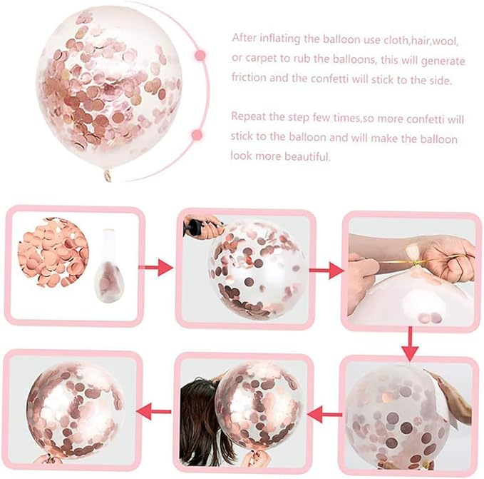 28pcs Rose Gold Birthday Balloons Set with Sequin Latex and Foil
