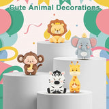 27pcs Safari Animal Cake Topper Jungle Wild Cake Toppers with Leaves