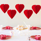 Red Valentines Day Paper Flowers Tissue Pom Poms Hearts Honeycomb