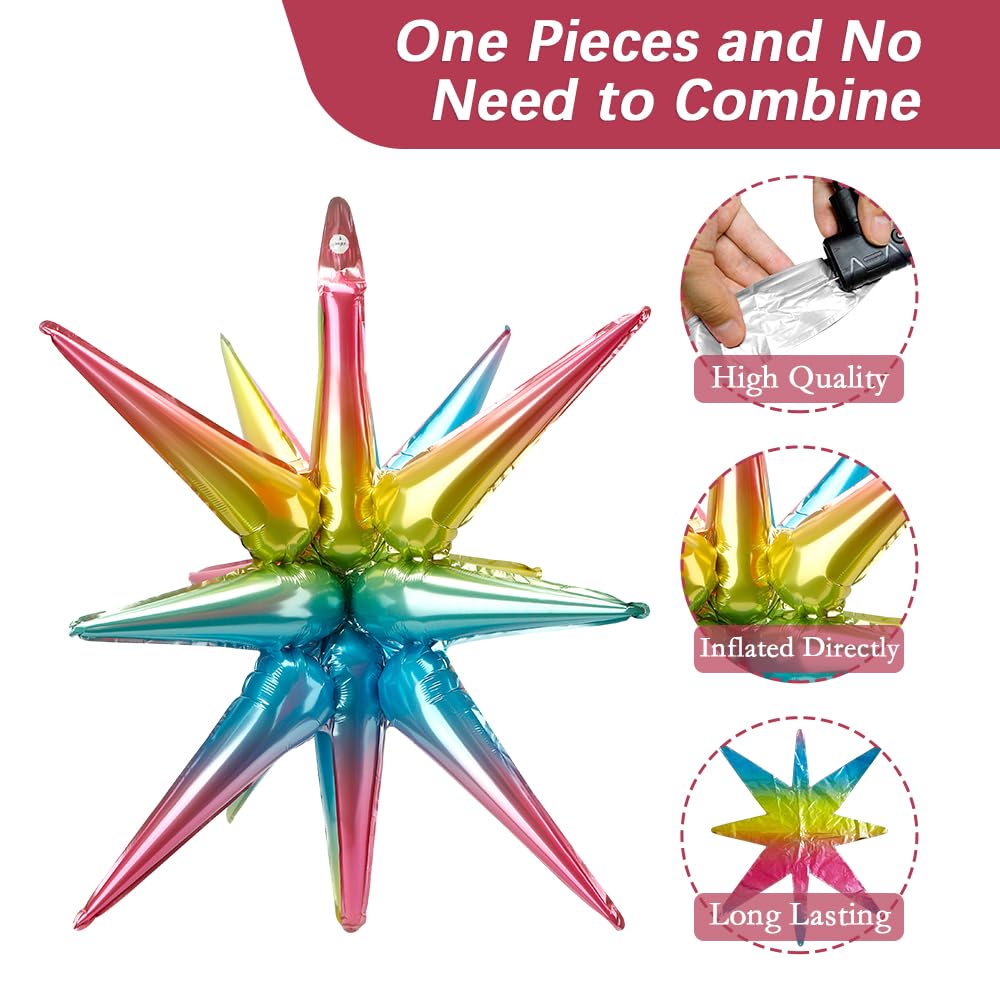 Star Balloons Colorful Balloons 8 Pcs Iridescent Rainbow Balloon Arch