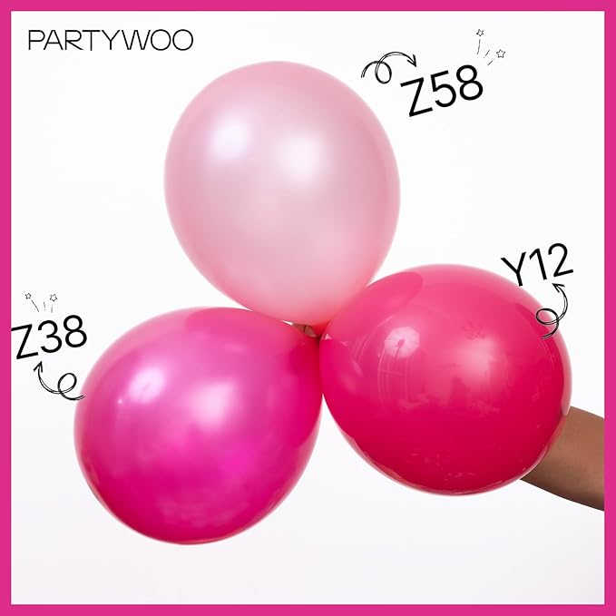 PartyWoo Pearl Hot Pink Balloons 140pcs Different Sizes of 18 12 10 5
