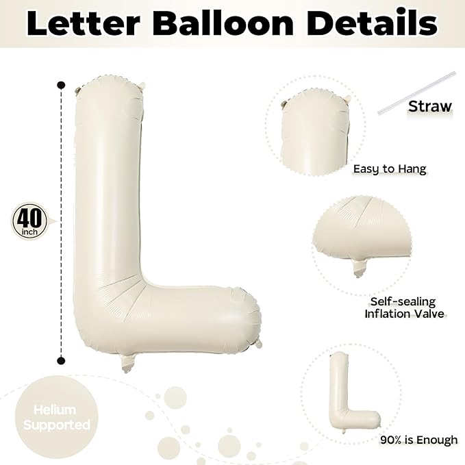 40 Inch Cream White Sand Love Balloons - Letter for Valentines Day,