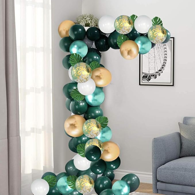 Green and Gold Balloons, 67Pcs 12 inch Metallic Green Gold Confetti