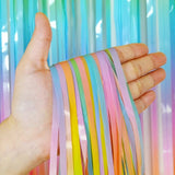 Melsan Pastel Tinsel Backdrop for Easter Decorations, Macaron Rainbow