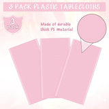 3Pcs Light Pink Tablecloth,Disposable Plastic Tablecloths,Waterproof