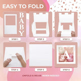 Baby Shower Boxes with Letters White Boxes with Rose Gold Dusty Pink