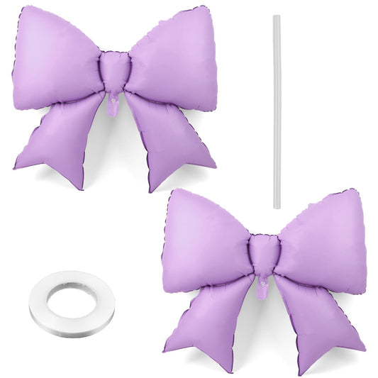 2pcs Large Bow Balloons, Bow Themed Party Decorations Elegant Coq Purp