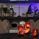 Halloween Flickering Candles with Witch Crow Raven Castle Decals Red