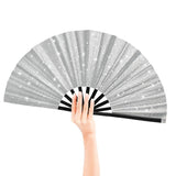 Tkocisa 2 Pack Glitter Large Folding Hand Fans for Line Dancing,