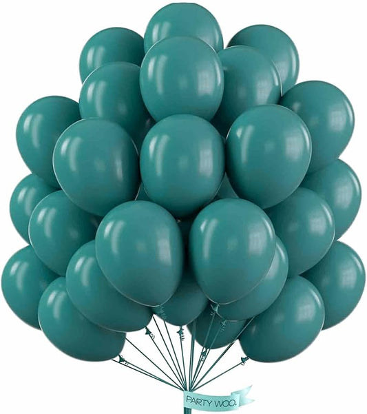 PartyWoo Slate Blue Balloons 50 pcs 12 Inch Dusty Blue Green Balloons