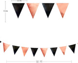 Black Rose Gold Party Decorations Triangle Pennant Banner Flag Rose