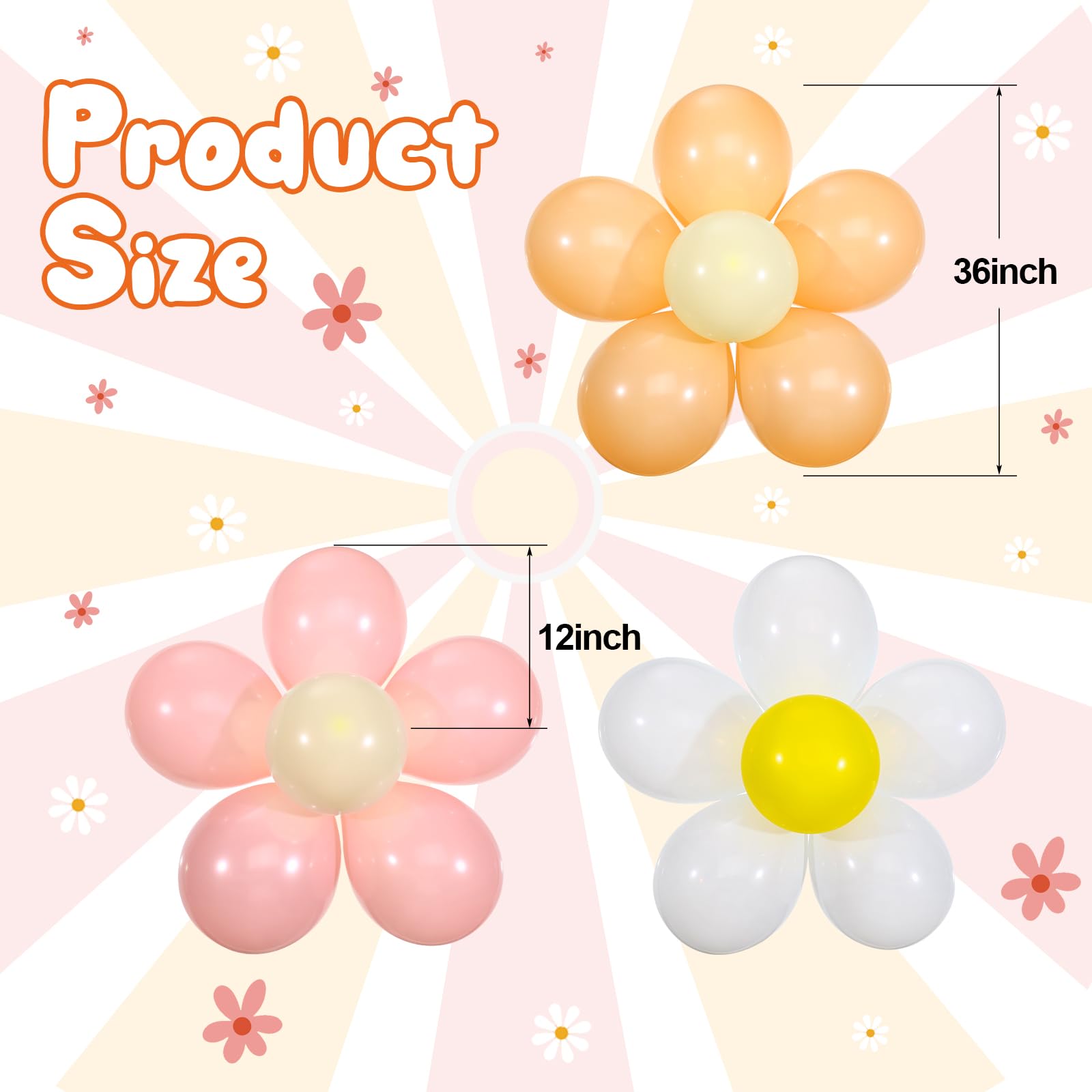 Hiboom 72 Pcs Groovy Retro Hippie Balloons Boho Peace Party Decor 12