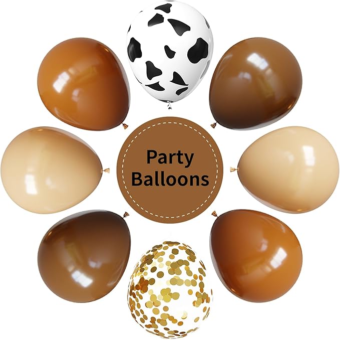 YMSZ Brown and Cow Print Balloons, 67pcs 12 Inch Cowboy Balloon,