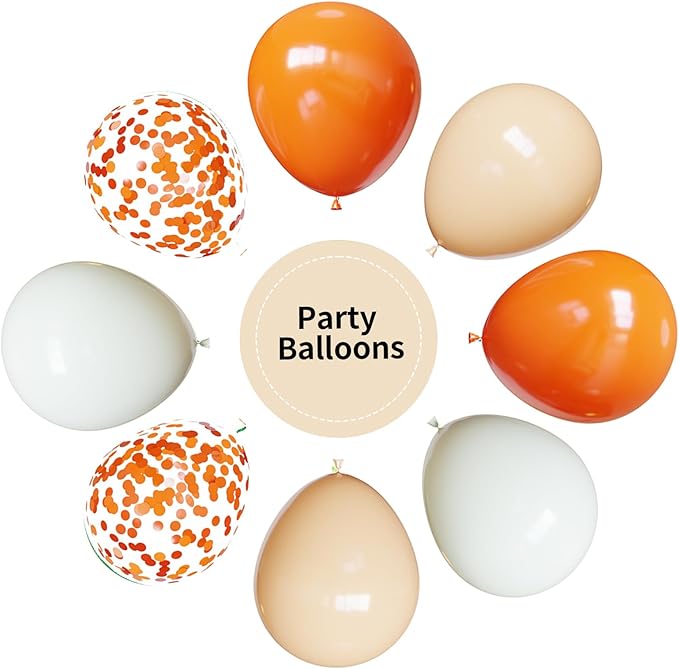 Orange Balloons, 67pcs 12 Inch Sand White and Orange Confetti