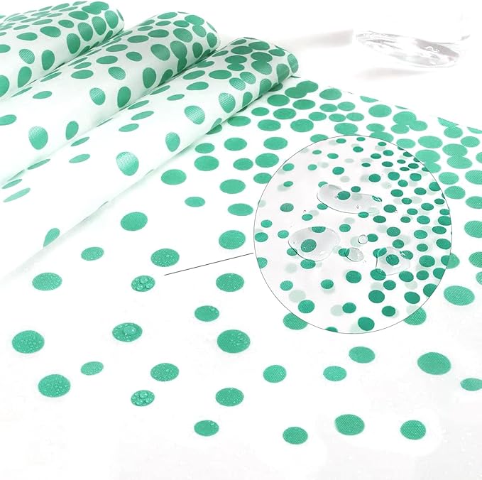 2 Packaging White and Green Plastic Tablecloth, 54 inch x108 inch