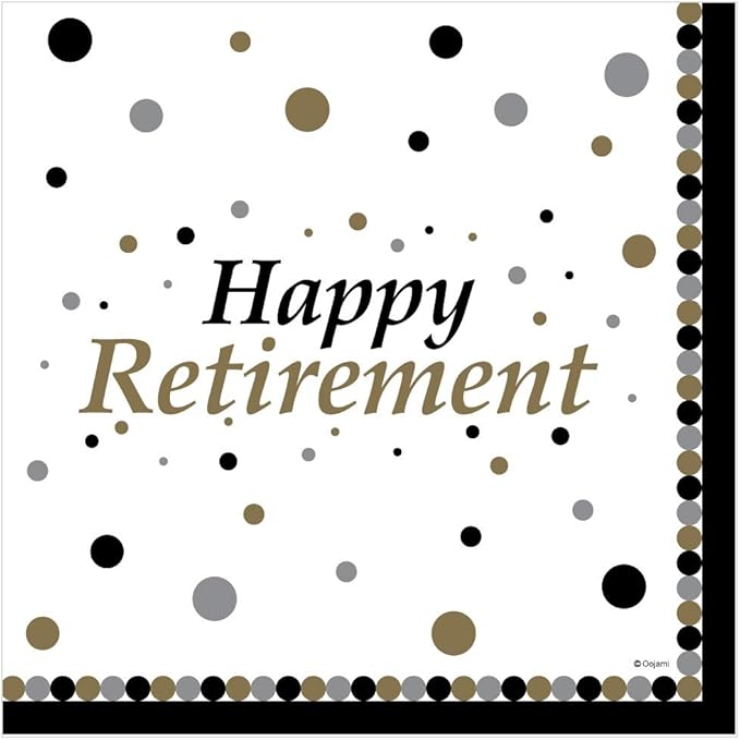 Serves 30 Happy Retirement Complete Party Pack 9 Dinner Paper Plates