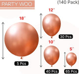 PartyWoo Rose Gold Balloons 140 pcs Different Sizes of 18 12 10 5